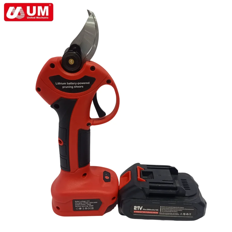 High Quality Red 21V Lithi Electric Shears 25MM Scissor Opening Portable Hand-held Garden Tree Pruning Shear Battery Pruner
High Quality Red 21V Lithi Electric Shears 25MM Scissor Opening Portable Hand-held Garden Tree Pruning Shear Battery Pruner