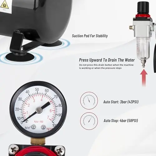 Mini Oil-Free Single-Piston Airbrush Compressor With 3L Tank, Pressure Regulator, And Moisture Filter For Cake Art, Tattoo,
Mini Oil-Free Single-Piston Airbrush Compressor With 3L Tank, Pressure Regulator, And Moisture Filter For Cake Art, Tattoo,