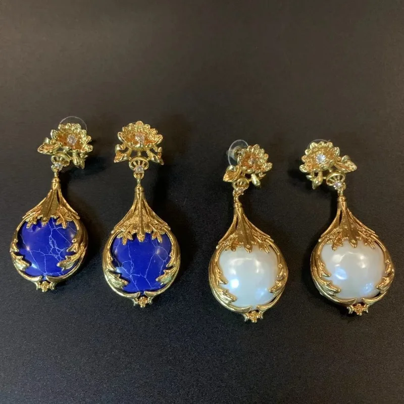 Vintage Court Style High-end Copper Alloy Flower Bud Pearl Tassel Retro Autumn Winter Earrings for Women Jewelry
Vintage Court Style High-end Copper Alloy Flower Bud Pearl Tassel Retro Autumn Winter Earrings for Women Jewelry