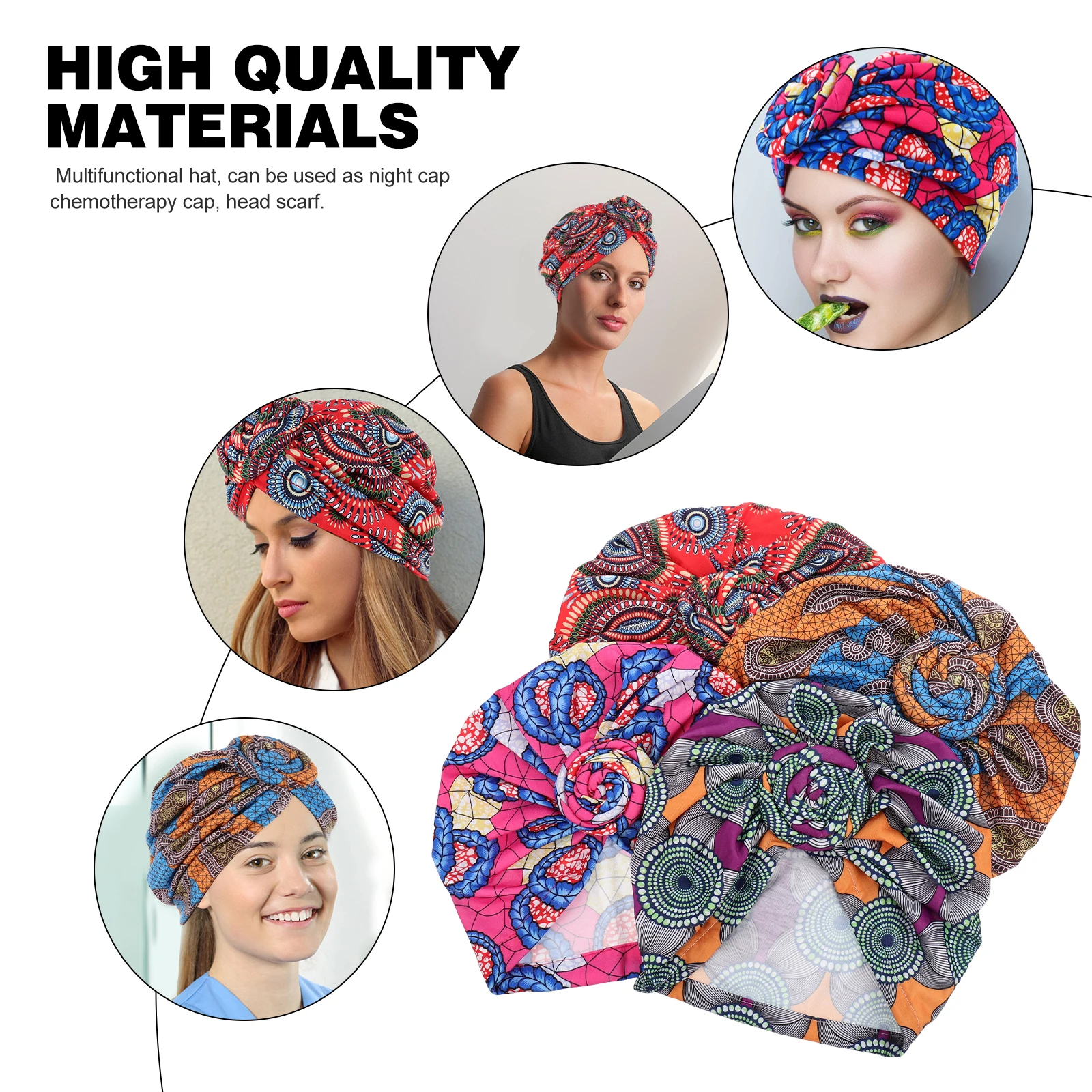 4Pcs Ethnic Women Beanie Knotted Turban Cap Head Wrap Bouffant Hats Pregnant Turban Cap Night Chemotherapy Scarf
4Pcs Ethnic Women Beanie Knotted Turban Cap Head Wrap Bouffant Hats Pregnant Turban Cap Night Chemotherapy Scarf
