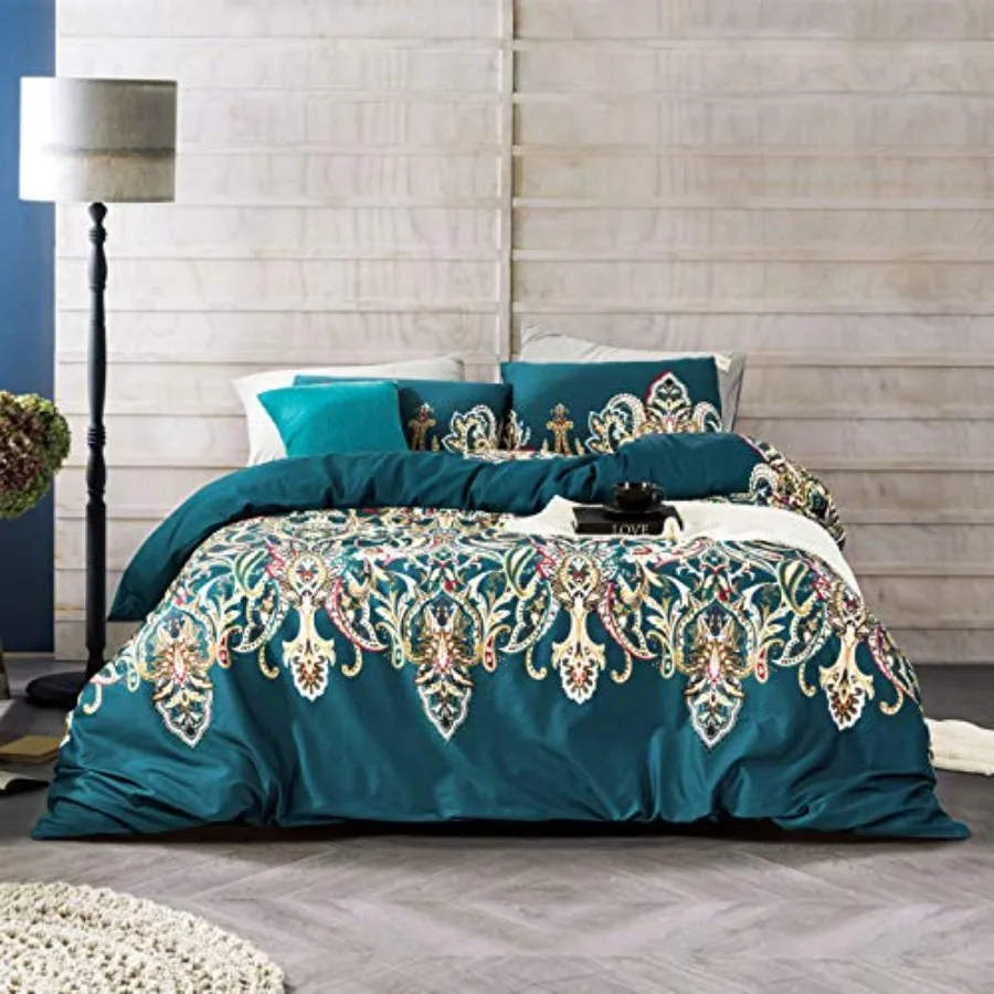 Damask Duvet Cover 100% Egyptian Cotton 3 Pcs Set 1 Teal Boho Duvet Cover with Zipper Ties 2 Pillowcases Vintage European Damas
Damask Duvet Cover 100% Egyptian Cotton 3 Pcs Set 1 Teal Boho Duvet Cover with Zipper Ties 2 Pillowcases Vintage European Damas
