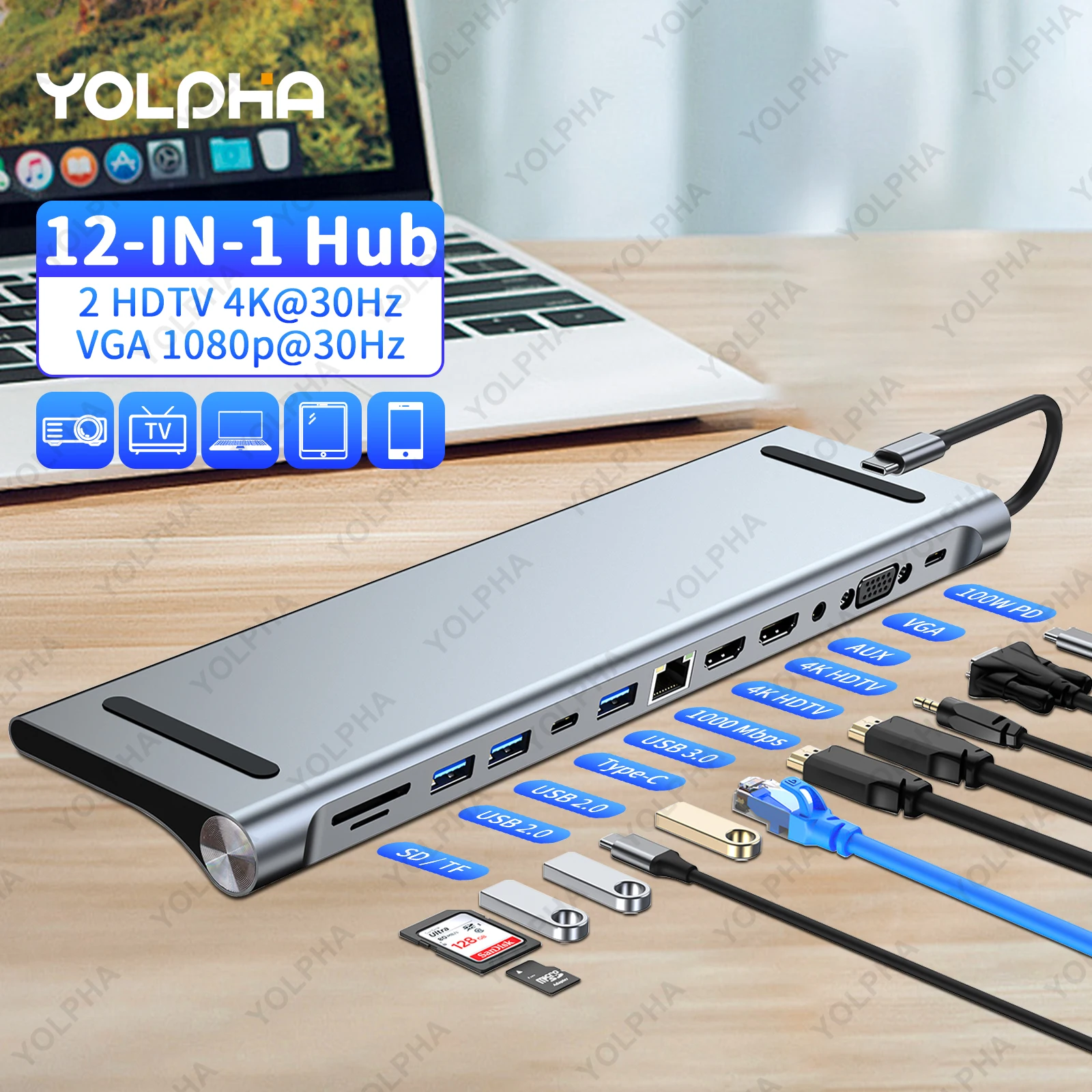 USB C-концентратор 12-в-1 USB C-док-станция с адаптером 2HDTV 100 Вт PD SD/TF Audio 1080P VGA OTG для MacBook/Surface HP/Dell/Lenovo
USB C-концентратор 12-в-1 USB C-док-станция с адаптером 2HDTV 100 Вт PD SD/TF Audio 1080P VGA OTG для MacBook/Surface HP/Dell/Lenovo