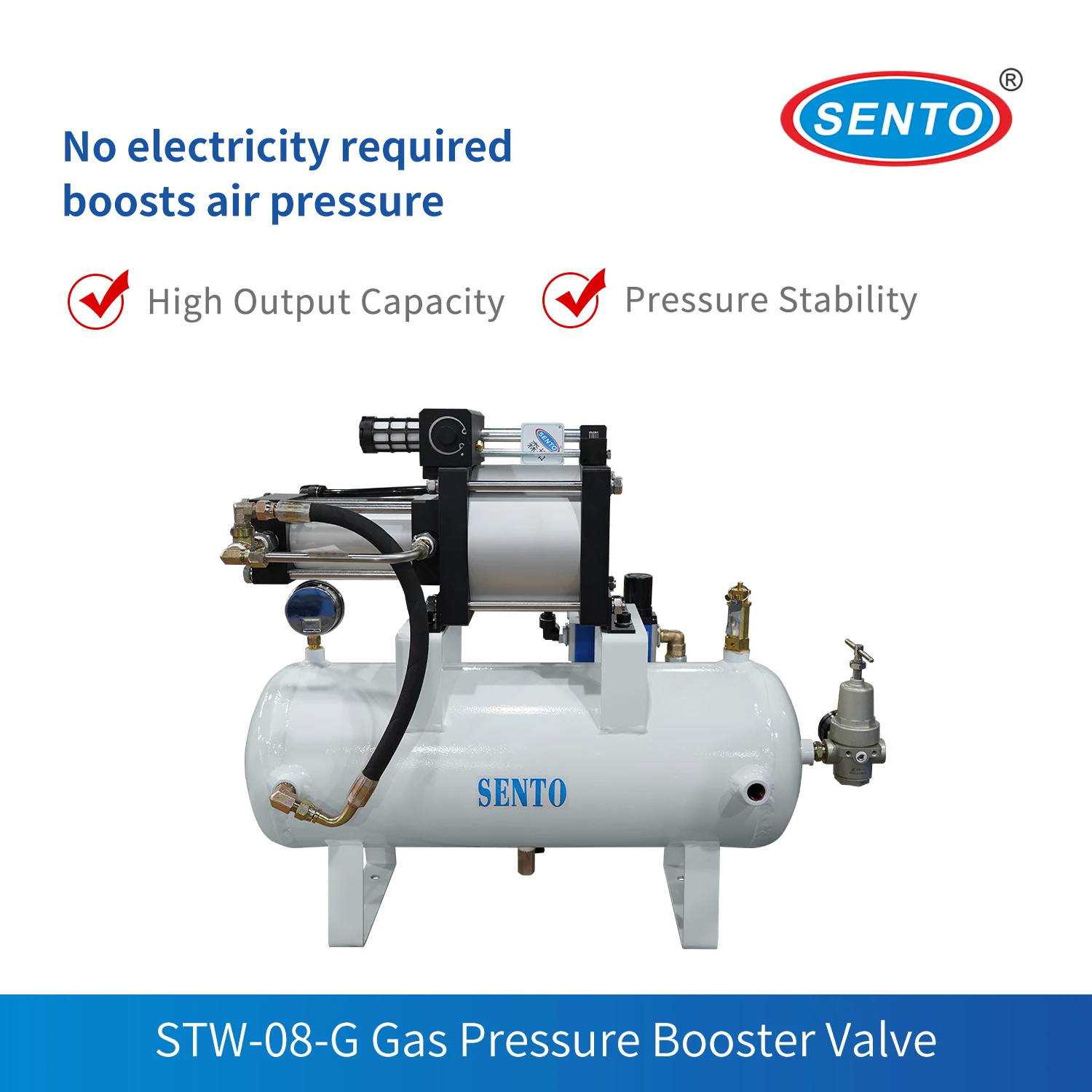 STW-08-A-L-G(20L) 8x Ratio Air/Nitrogen Booster Valve, Space Saving, Easy Maintenance
STW-08-A-L-G(20L) 8x Ratio Air/Nitrogen Booster Valve, Space Saving, Easy Maintenance