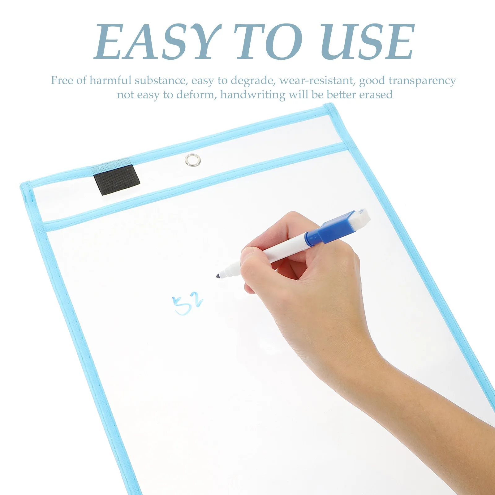 Набор прозрачных многоразовых листов из ПВХ для сухого стирания с карманом, для детей и учителей, портативный водонепроницаемый протектор для документов с держателем для маркера на углу
Набор прозрачных многоразовых листов из ПВХ для сухого стирания с карманом, для детей и учителей, портативный водонепроницаемый протектор для документов с держателем для маркера на углу