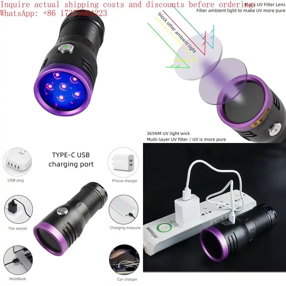 120 Watt 365nM UV Black Light LED Flashlight USB Rechargeable Ultraviolet Blacklight Torch for Leak Detection
120 Watt 365nM UV Black Light LED Flashlight USB Rechargeable Ultraviolet Blacklight Torch for Leak Detection