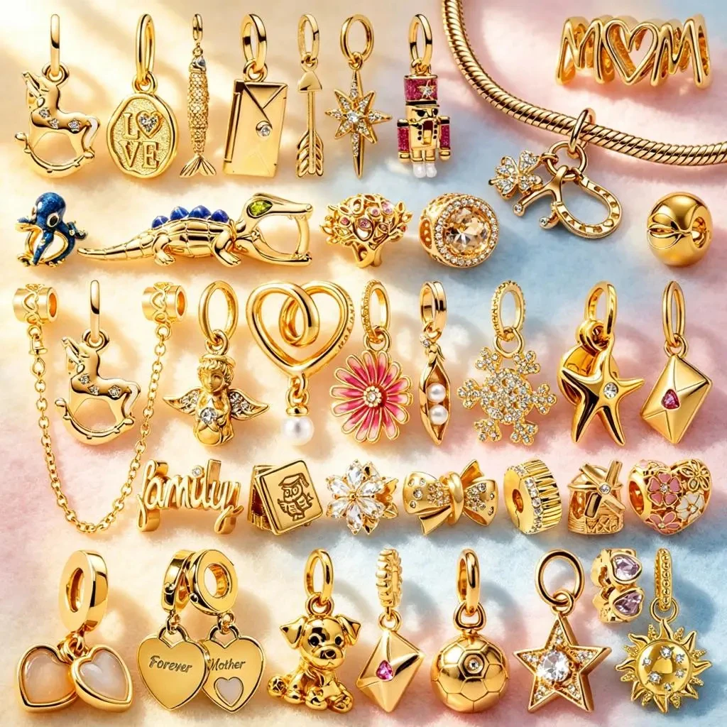 Hot Sale Golden Charms DIY Women Jewelry Gifts Firefly Lucky Clover Pink Daisy Flower Wrapped Heart Beads Fit Original Bracelets
Hot Sale Golden Charms DIY Women Jewelry Gifts Firefly Lucky Clover Pink Daisy Flower Wrapped Heart Beads Fit Original Bracelets