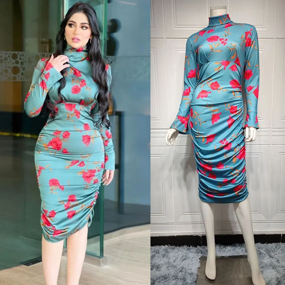 Moroccan Jalabiya Muslim Women Bodycon Dress Floral Print Abaya Long Sleeve Arabic Turkey Robe Turtleneck Islam Vestido Evening
Moroccan Jalabiya Muslim Women Bodycon Dress Floral Print Abaya Long Sleeve Arabic Turkey Robe Turtleneck Islam Vestido Evening