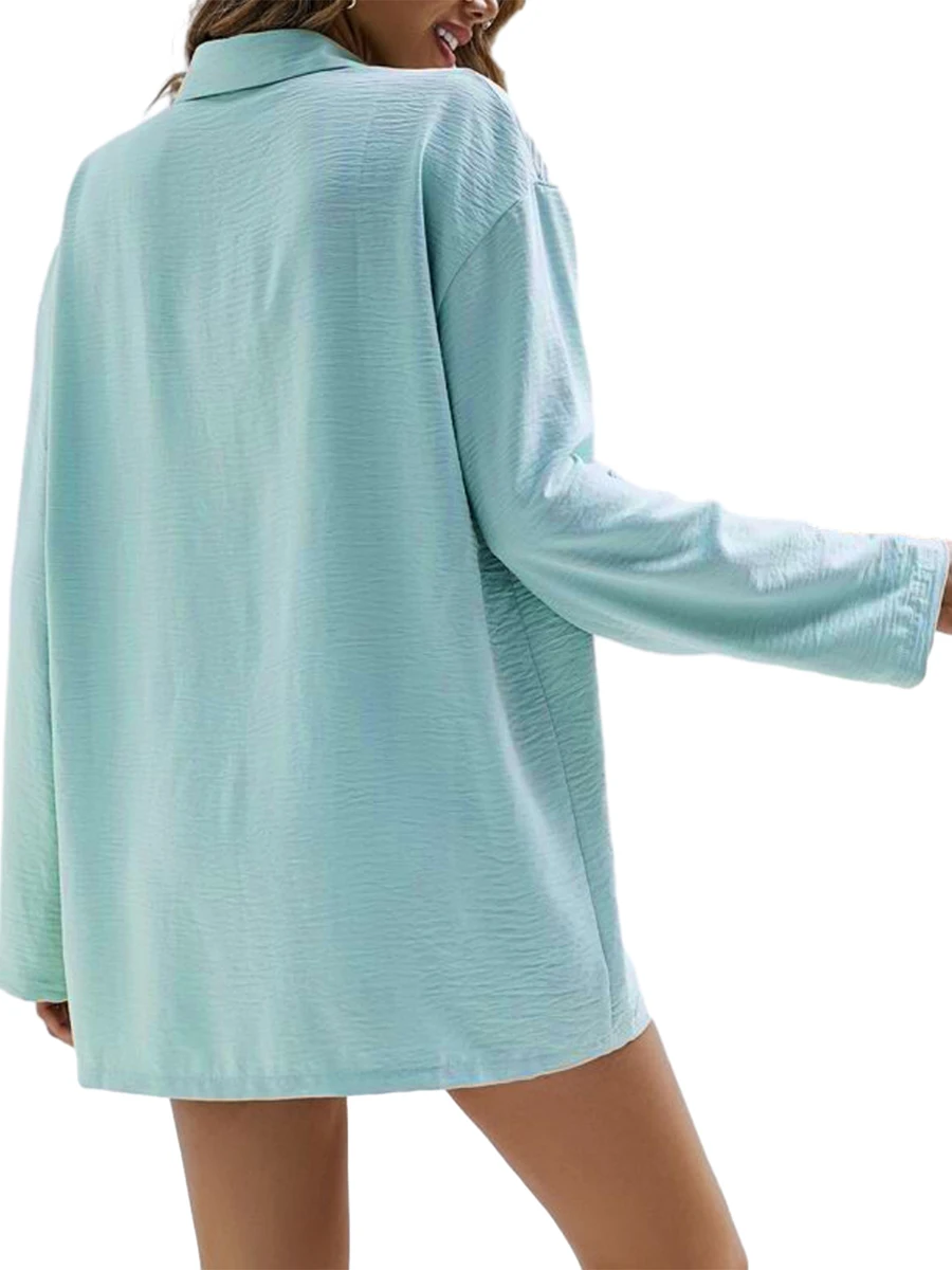 Solid Color Loose Casual-Elastic-Shorts Shorts Outfits Solid Color Shirt- -Casual Long-Sleeve 2 Piece Outfits Button High
Solid Color Loose Casual-Elastic-Shorts Shorts Outfits Solid Color Shirt- -Casual Long-Sleeve 2 Piece Outfits Button High
