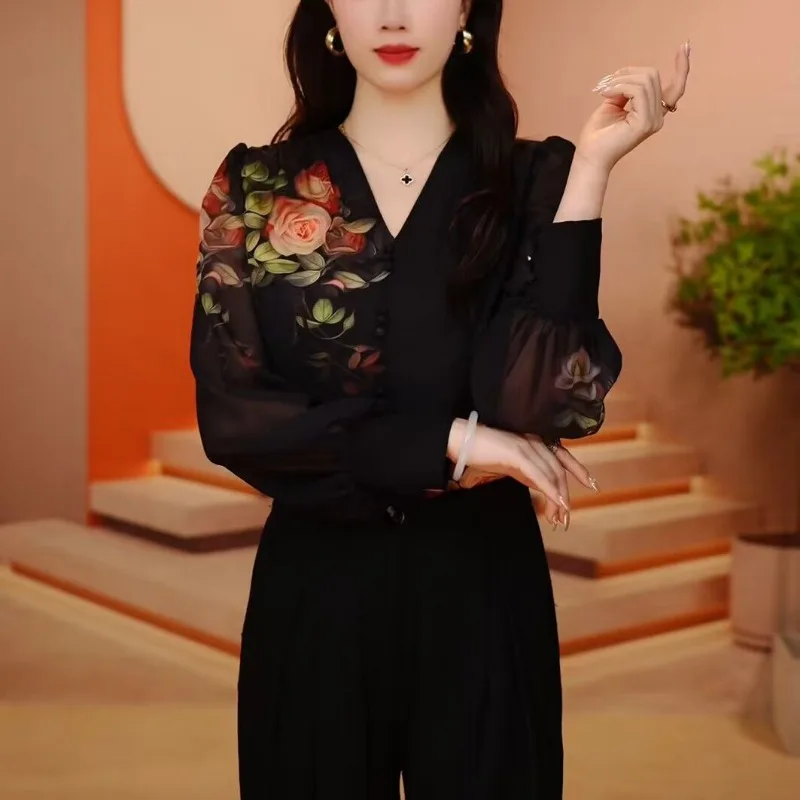 Spring Autumn Women Stylish Flower Print Chic Blouses Office Lady Elegant Commute Chiffon Shirts V Neck Long Sleeve Loose Tops
Spring Autumn Women Stylish Flower Print Chic Blouses Office Lady Elegant Commute Chiffon Shirts V Neck Long Sleeve Loose Tops