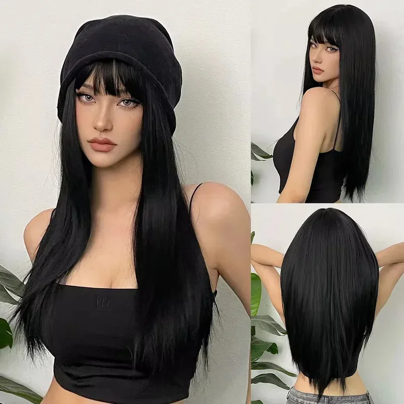 Synthetic Hair Wigs with Full Bangs Black Natrual Long Straight Women' Wig Heat Resistant Synthetic No Lace Wigs for Fashion Wig
Synthetic Hair Wigs with Full Bangs Black Natrual Long Straight Women' Wig Heat Resistant Synthetic No Lace Wigs for Fashion Wig