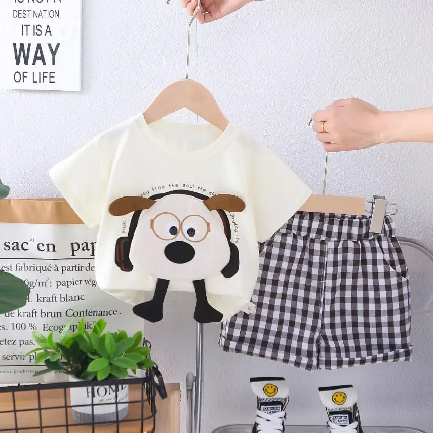 Infant Baby Clothing Boys Outfits 2025 Summer Kids Cartoon Puppy Short Sleeve T-shirts And Plaid Shorts Girls Two Piece Sets
Infant Baby Clothing Boys Outfits 2025 Summer Kids Cartoon Puppy Short Sleeve T-shirts And Plaid Shorts Girls Two Piece Sets