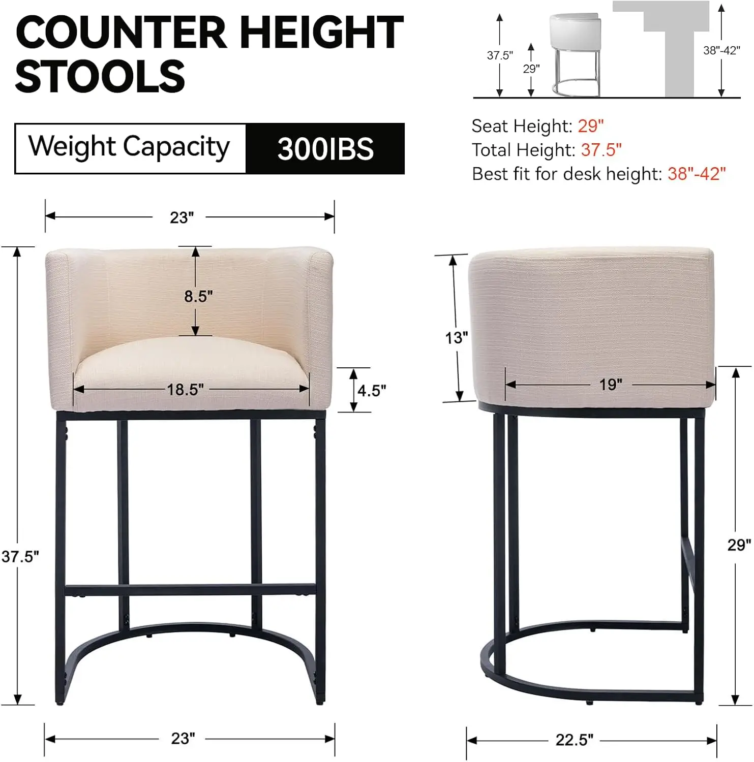 Набор барных стульев кремового льна, 2 шт., высота стойки 29 футов с черным металлическим основанием
Набор барных стульев кремового льна, 2 шт., высота стойки 29 футов с черным металлическим основанием