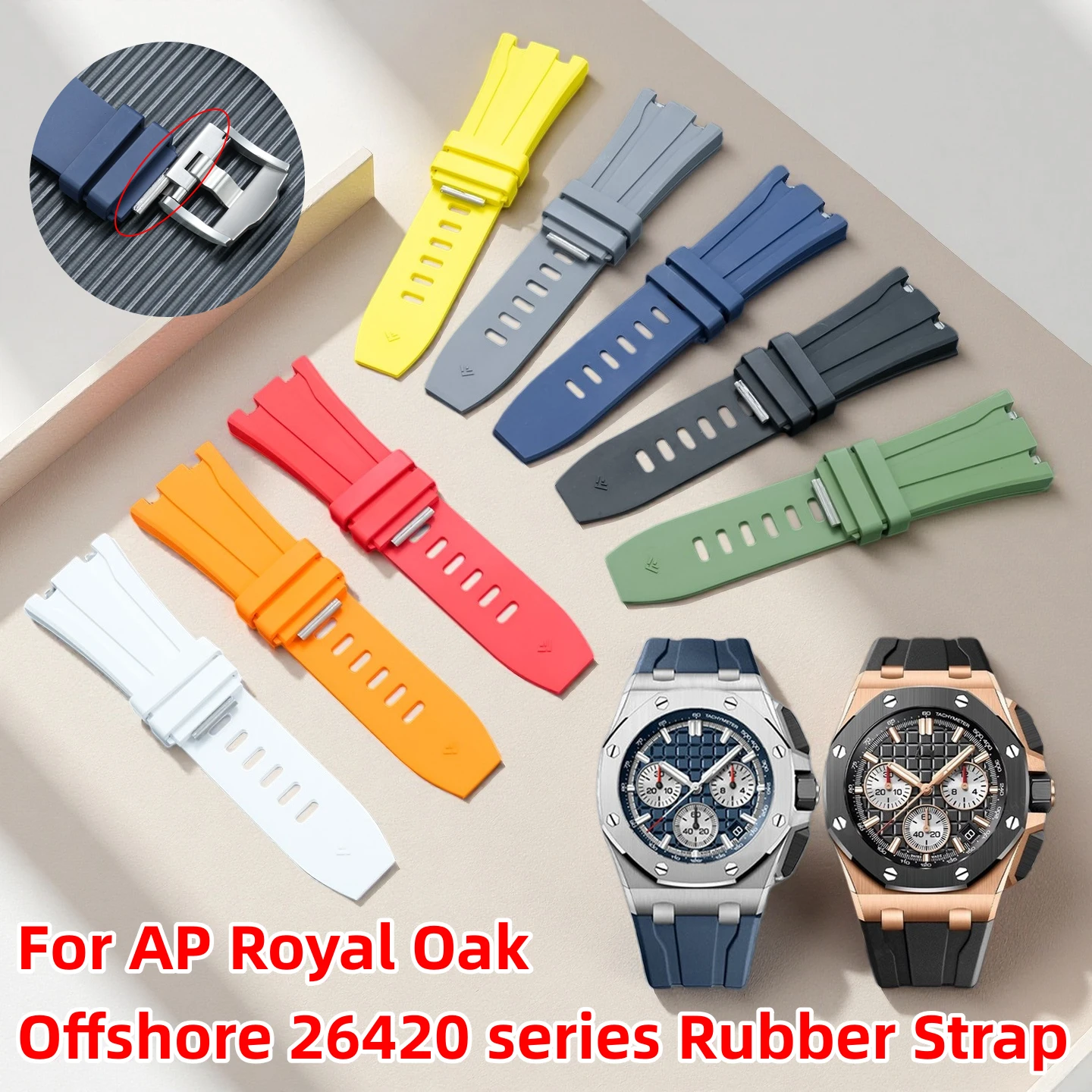 30mm Quick Release Rubber Watch Strap For AP Audemars and Piguet Royal Oak Offshore 26420 Series 43mm watch band accessories
30mm Quick Release Rubber Watch Strap For AP Audemars and Piguet Royal Oak Offshore 26420 Series 43mm watch band accessories