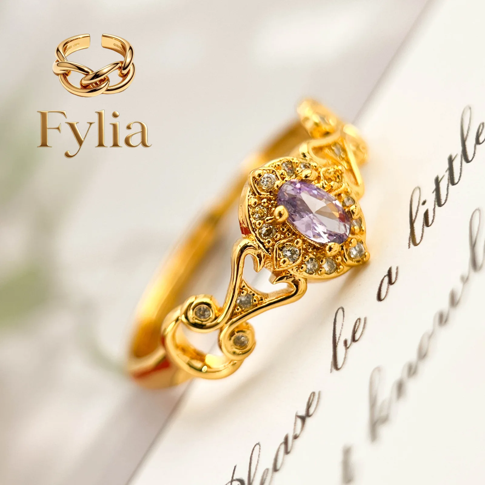Fylia Jewelry Light luxury jewelry 9999 24K real gold inlaid Chinese retro purple-red zircon ring hollow dot diamond palace sty
Fylia Jewelry Light luxury jewelry 9999 24K real gold inlaid Chinese retro purple-red zircon ring hollow dot diamond palace sty