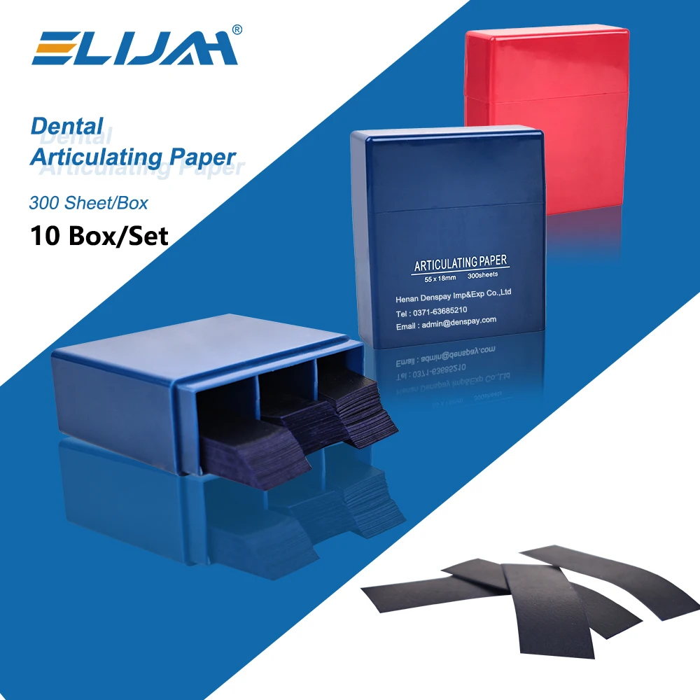 ELIJAH 10 Box 300 Sheets Dental Articulating Paper 55*18mm Blue Red Double-sided Bite Strips Teeth Care Whitening Material
ELIJAH 10 Box 300 Sheets Dental Articulating Paper 55*18mm Blue Red Double-sided Bite Strips Teeth Care Whitening Material
