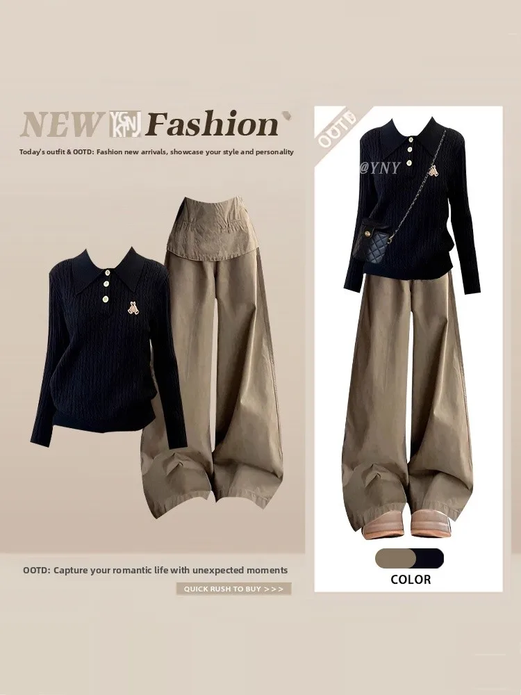 Korean College Style Winter Loose Knitted Sweater High Waist Casual Straight Leg Pants Women's Fashion Set High Street Brand
Korean College Style Winter Loose Knitted Sweater High Waist Casual Straight Leg Pants Women's Fashion Set High Street Brand