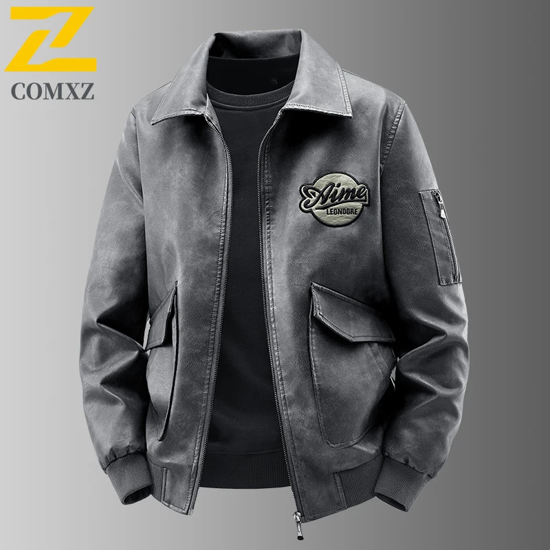 Flip Collar Men's Leather Jacket 2025 Retro Trend Versatile Workwear PU Leather Jacket Casual American Embroidered Leather Coat
Flip Collar Men's Leather Jacket 2025 Retro Trend Versatile Workwear PU Leather Jacket Casual American Embroidered Leather Coat