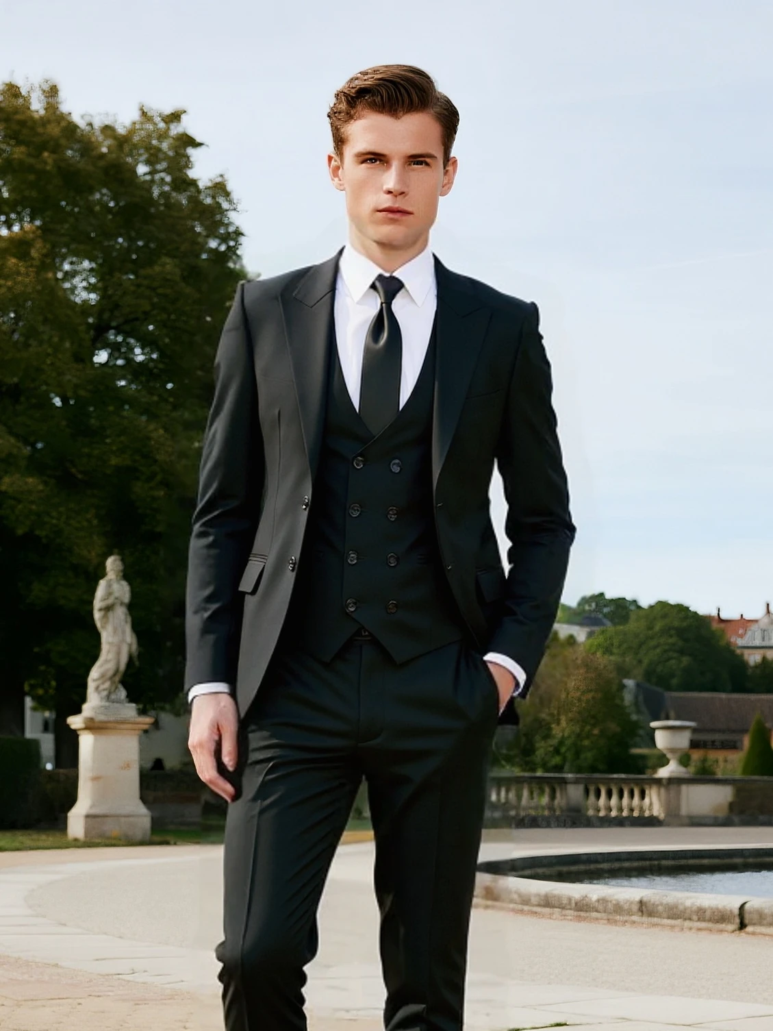 Slim Single Breasted Peak Lapel Three Piece Men Suit Non Iron Smooth Matching Jacket Waistcoat Trousers For Business Daily Wear
Slim Single Breasted Peak Lapel Three Piece Men Suit Non Iron Smooth Matching Jacket Waistcoat Trousers For Business Daily Wear