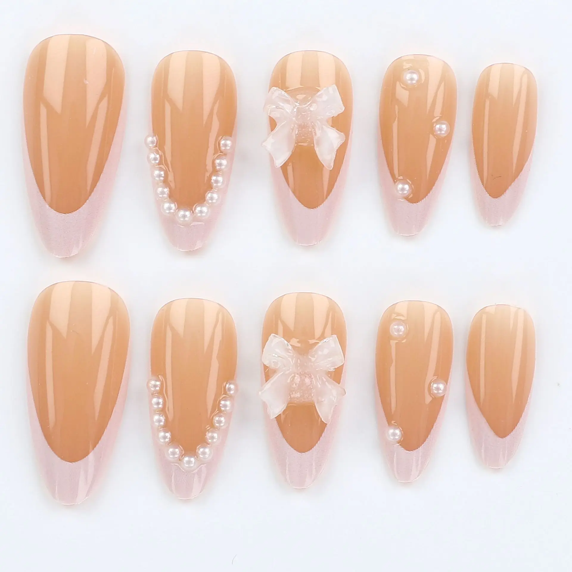 24PCS 3D Bowknot Pearl False Nails with Glue Simple White French Press on Nails Full Cover Wearable Almond Fake Nails Finished
24PCS 3D Bowknot Pearl False Nails with Glue Simple White French Press on Nails Full Cover Wearable Almond Fake Nails Finished