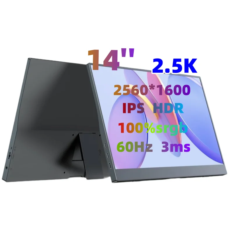 This 14-inch 2K portable monitor features 2560*1600 resolution, 60Hz refresh rate and 100% sRGB color gamut. It comes with a bui
This 14-inch 2K portable monitor features 2560*1600 resolution, 60Hz refresh rate and 100% sRGB color gamut. It comes with a bui