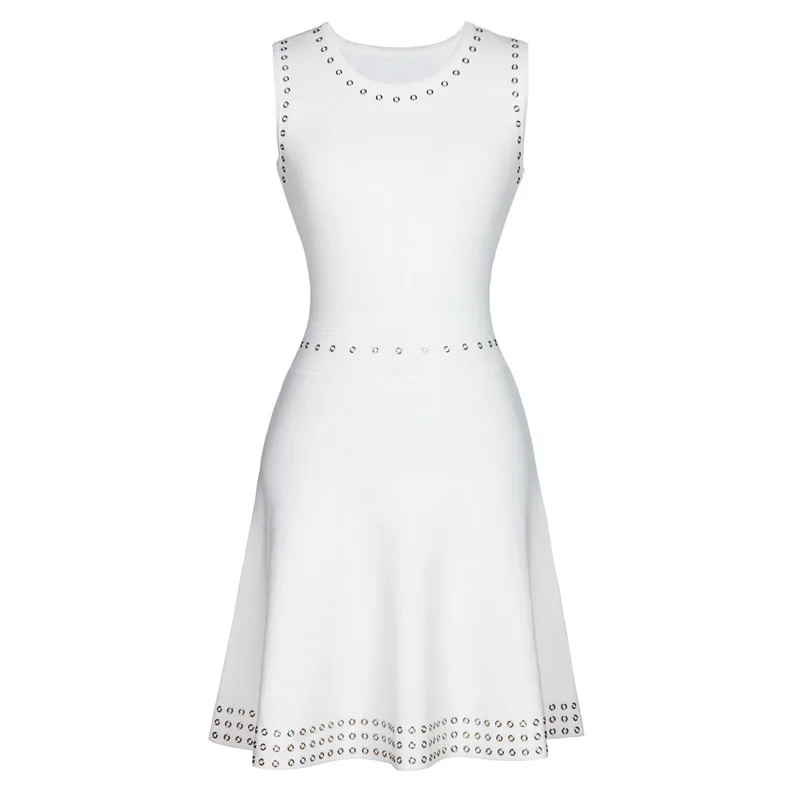 Women Jersey Dress Elegant O-Neck Sleeveless A-Line Dresses Luxury Circular Hole Design
Women Jersey Dress Elegant O-Neck Sleeveless A-Line Dresses Luxury Circular Hole Design