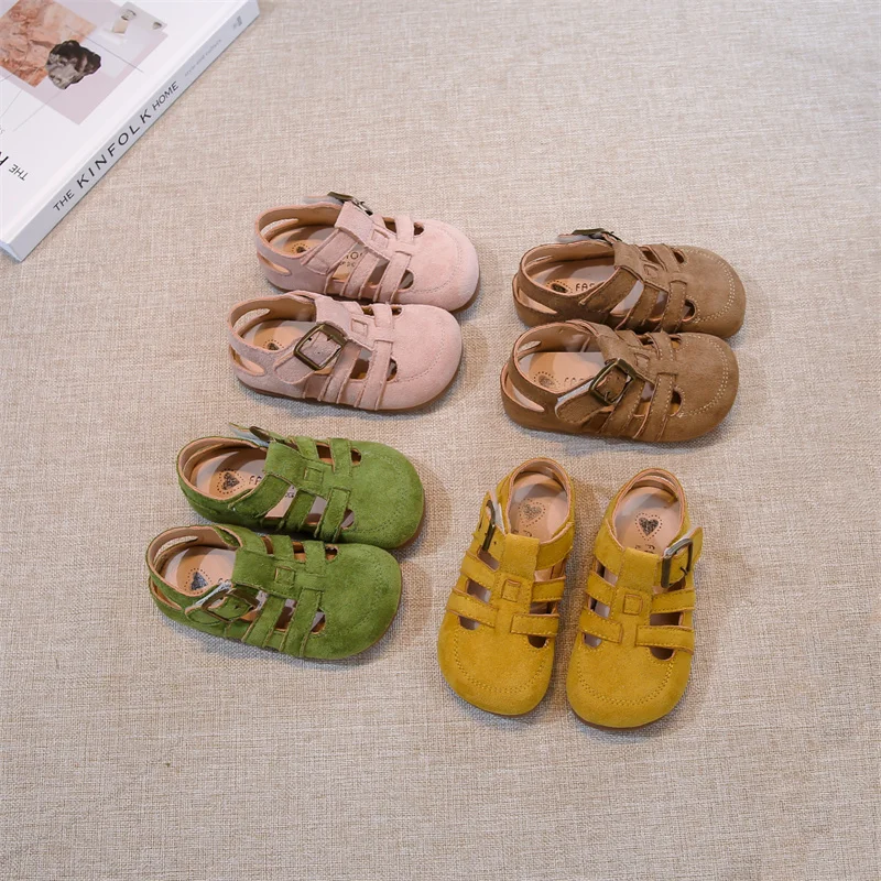 Anti-slippery Sole Toddler Roman Shoes with Pastel Colors Kids Suede Sandals for Girls Princess Beach Garden Shoes Barefoot 
Anti-slippery Sole Toddler Roman Shoes with Pastel Colors Kids Suede Sandals for Girls Princess Beach Garden Shoes Barefoot