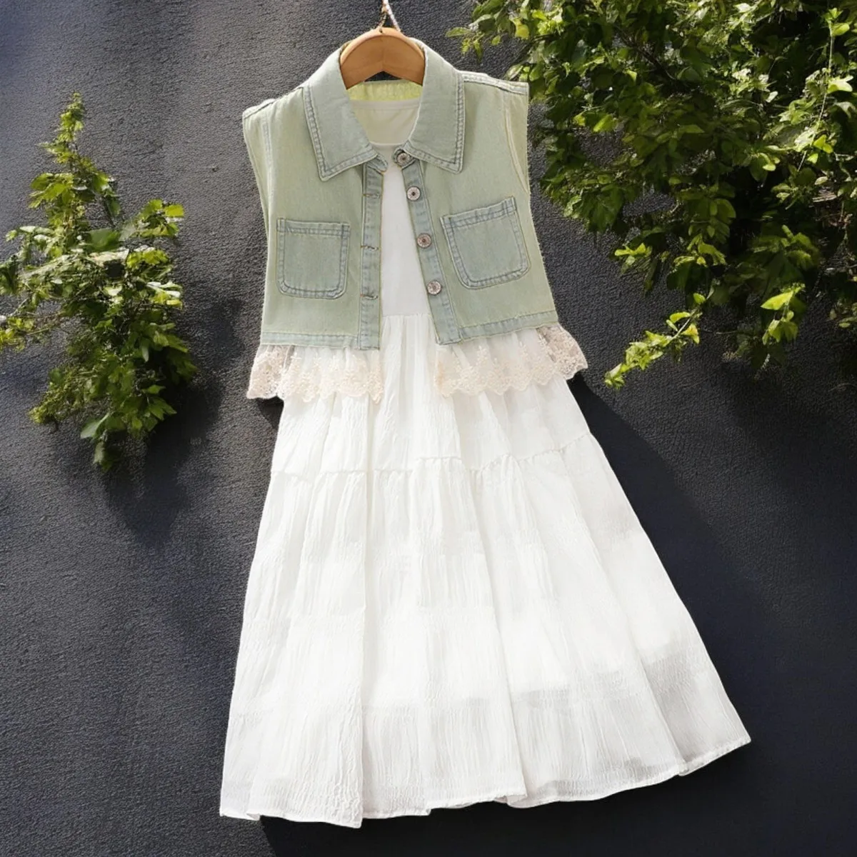 Baby Kids Lace White Dresses for Girls Outfits Dress & Denim Shirt Suit 2PCS Summer Children Princess Costumes 5 8 9 11 13 Years
Baby Kids Lace White Dresses for Girls Outfits Dress & Denim Shirt Suit 2PCS Summer Children Princess Costumes 5 8 9 11 13 Years