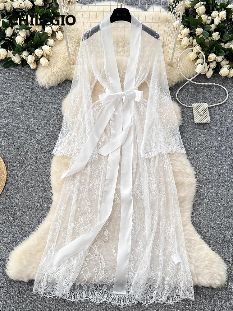 CHILLGIO Women Transparent Lace Long Dresses Temptation Nightgown Sexy Lace Up Bow Hight Waist Adlut Dress Luxury Elegant Dress
CHILLGIO Women Transparent Lace Long Dresses Temptation Nightgown Sexy Lace Up Bow Hight Waist Adlut Dress Luxury Elegant Dress