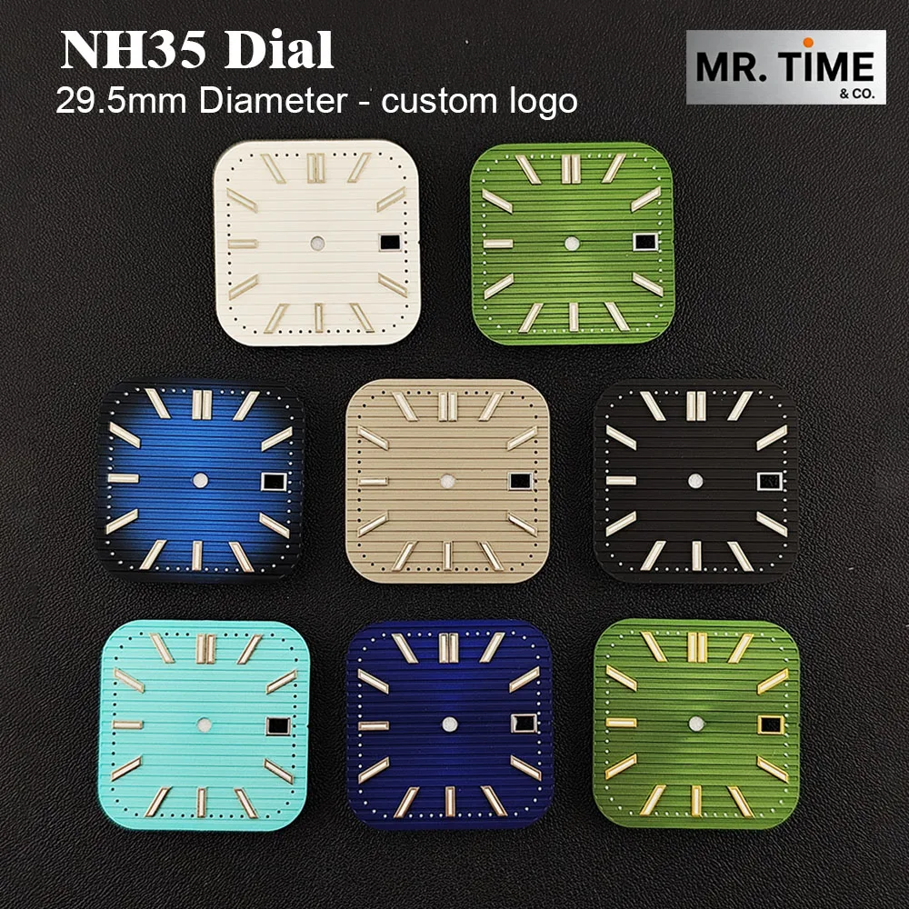 NH35 dial Roman square dial 29.5mm green luminous men's watch custom logo, suitable for NH35 movement watch accessories
NH35 dial Roman square dial 29.5mm green luminous men's watch custom logo, suitable for NH35 movement watch accessories