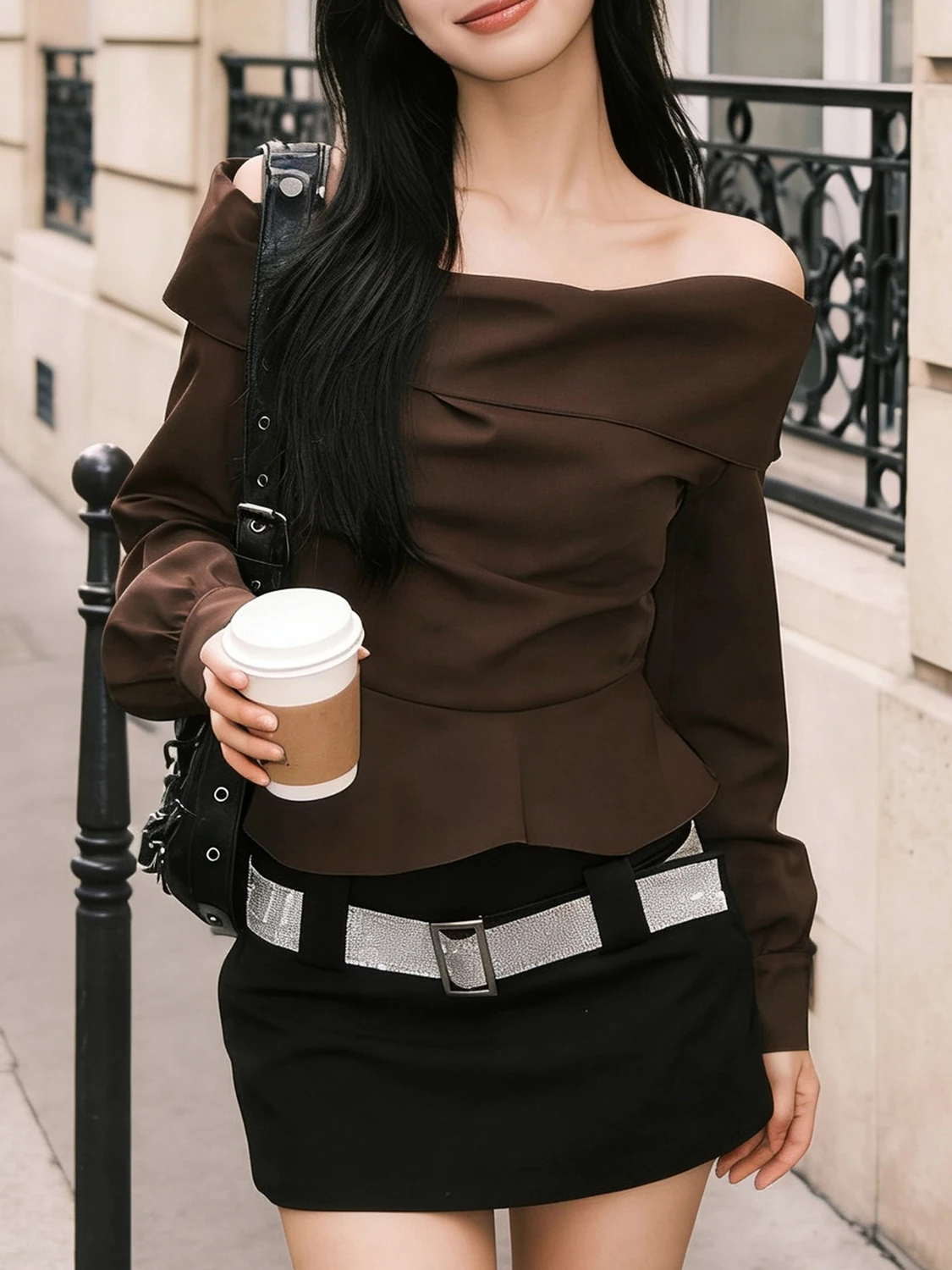 Retro Coffee Color Slim Fit Long Sve irt Women's Winter New Design Folded Waist ort Top French Sle Regular Sve
Retro Coffee Color Slim Fit Long Sve irt Women's Winter New Design Folded Waist ort Top French Sle Regular Sve