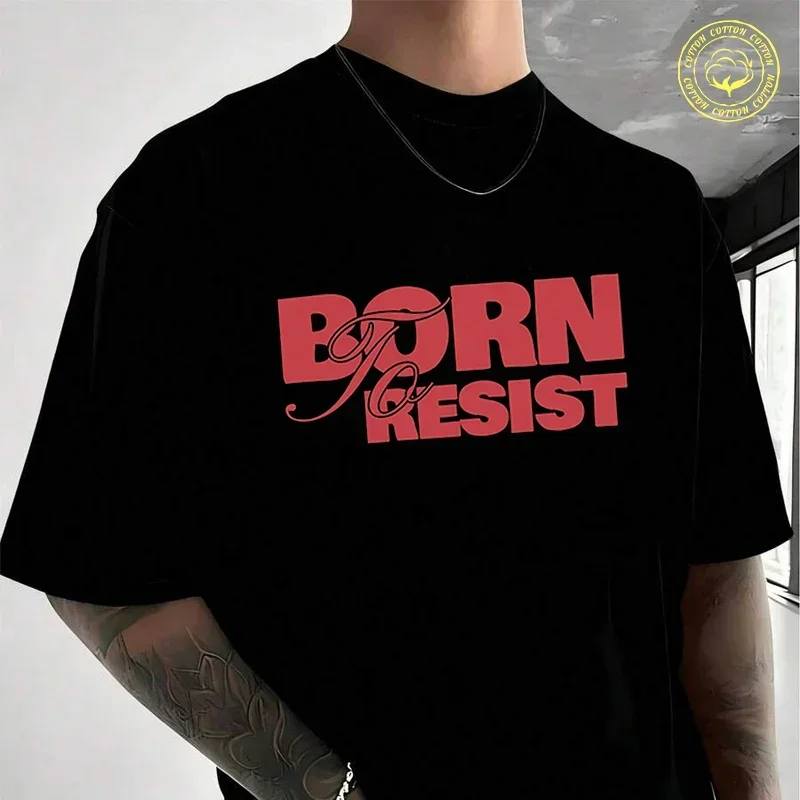 Inspirational Quote Born To Resist In Red Letters Moto Cotton T-Shirt For Riders Men's And Women's Fashion Casual O-Neck Tshirt
Inspirational Quote Born To Resist In Red Letters Moto Cotton T-Shirt For Riders Men's And Women's Fashion Casual O-Neck Tshirt