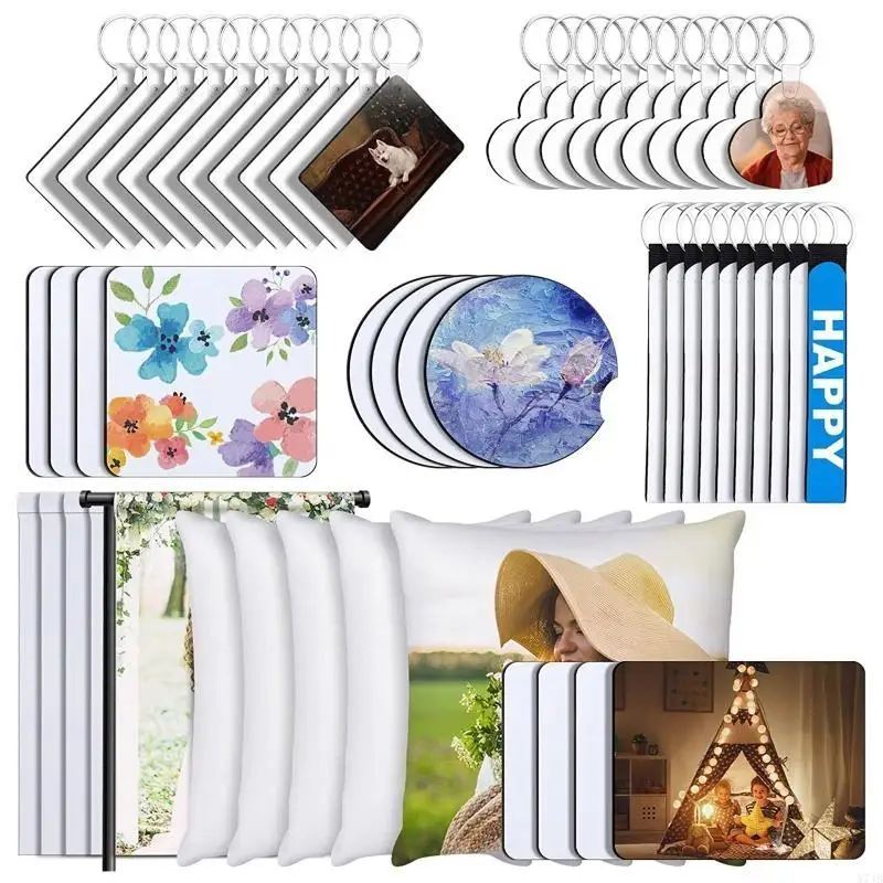 52 Pcs/set Keychains Coasters Pillowcases Wrist Strap Mouse Pad for Sublimation
52 Pcs/set Keychains Coasters Pillowcases Wrist Strap Mouse Pad for Sublimation