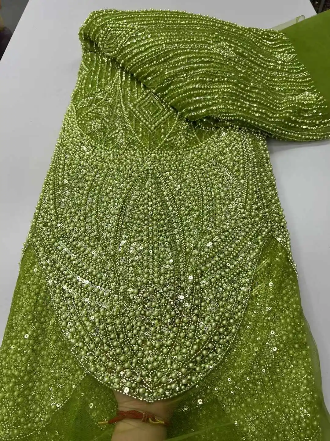 Luxury African Lace Fabric 2025 Sequins Beaded Embroidery Groom Nigerian Bridal High Quality French Tulle Lace Fabric For Dress
Luxury African Lace Fabric 2025 Sequins Beaded Embroidery Groom Nigerian Bridal High Quality French Tulle Lace Fabric For Dress