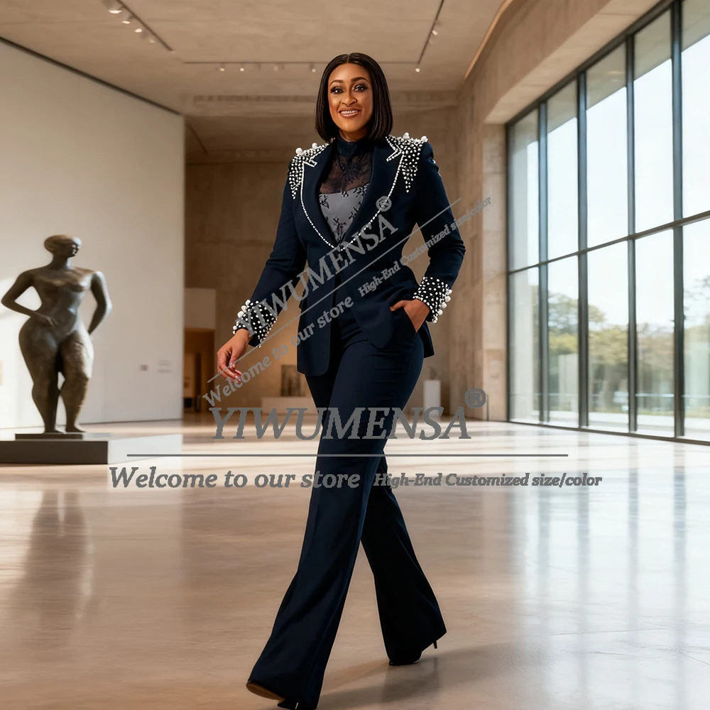 Роскошный костюм с жемчугом, женский костюм для официальной вечеринки, однобортный пиджак, брюки-клеш, комплект из 2 предметов для женской вечеринки
Роскошный костюм с жемчугом, женский костюм для официальной вечеринки, однобортный пиджак, брюки-клеш, комплект из 2 предметов для женской вечеринки