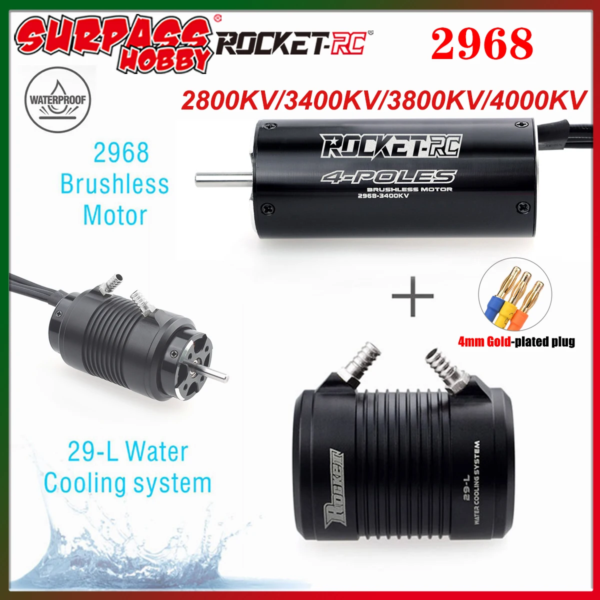 Водонепроницаемый бесщеточный двигатель Rocket RC 2968 3400KV 3800KV 4000KV с курткой водяного охлаждения 29L для радиоуправляемой лодки Feilun Traxxas 
Водонепроницаемый бесщеточный двигатель Rocket RC 2968 3400KV 3800KV 4000KV с курткой водяного охлаждения 29L для радиоуправляемой лодки Feilun Traxxas