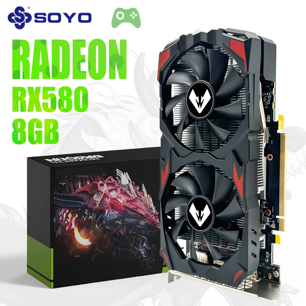 SOYO New Video Card AMD Radeon RX580 8GB 2048SP White Gaming Graphics Card GDDR5 256Bit GPU PCIE 3.0 x16 for Desktop Computer
SOYO New Video Card AMD Radeon RX580 8GB 2048SP White Gaming Graphics Card GDDR5 256Bit GPU PCIE 3.0 x16 for Desktop Computer