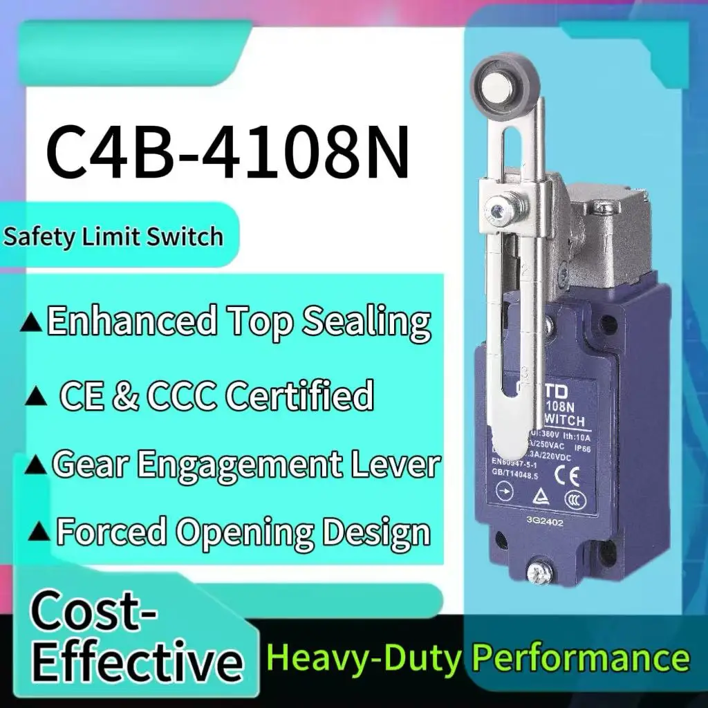 CNTD C4B-4108N Industrial Adj Resin Ball Roller Lever Limit Switch IP66 1NC 1NO Snap Action AC250V 6A DC220V 0.3A CE TUV CCC
CNTD C4B-4108N Industrial Adj Resin Ball Roller Lever Limit Switch IP66 1NC 1NO Snap Action AC250V 6A DC220V 0.3A CE TUV CCC