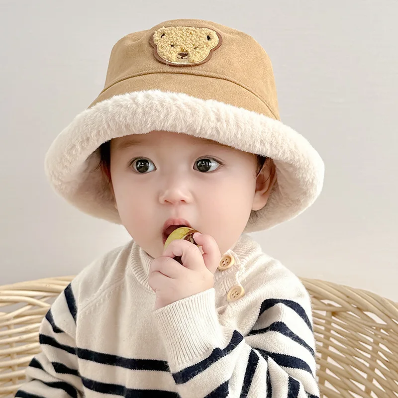 Cute Bear Baby Plush Fisherman Cap Winter Thicken Velvet Kids Basin Caps Outdoor Windproof Warm Children Bucket Hat 1-2Year
Cute Bear Baby Plush Fisherman Cap Winter Thicken Velvet Kids Basin Caps Outdoor Windproof Warm Children Bucket Hat 1-2Year