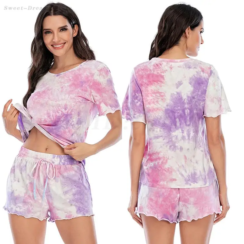 Fashion Tie Dye Home Clothes Summer Short Sleeved Top&Shorts Pajamas 2 Piece Set Women Round Neck Comfort Sleepwear Lounge Wear
Fashion Tie Dye Home Clothes Summer Short Sleeved Top&Shorts Pajamas 2 Piece Set Women Round Neck Comfort Sleepwear Lounge Wear
