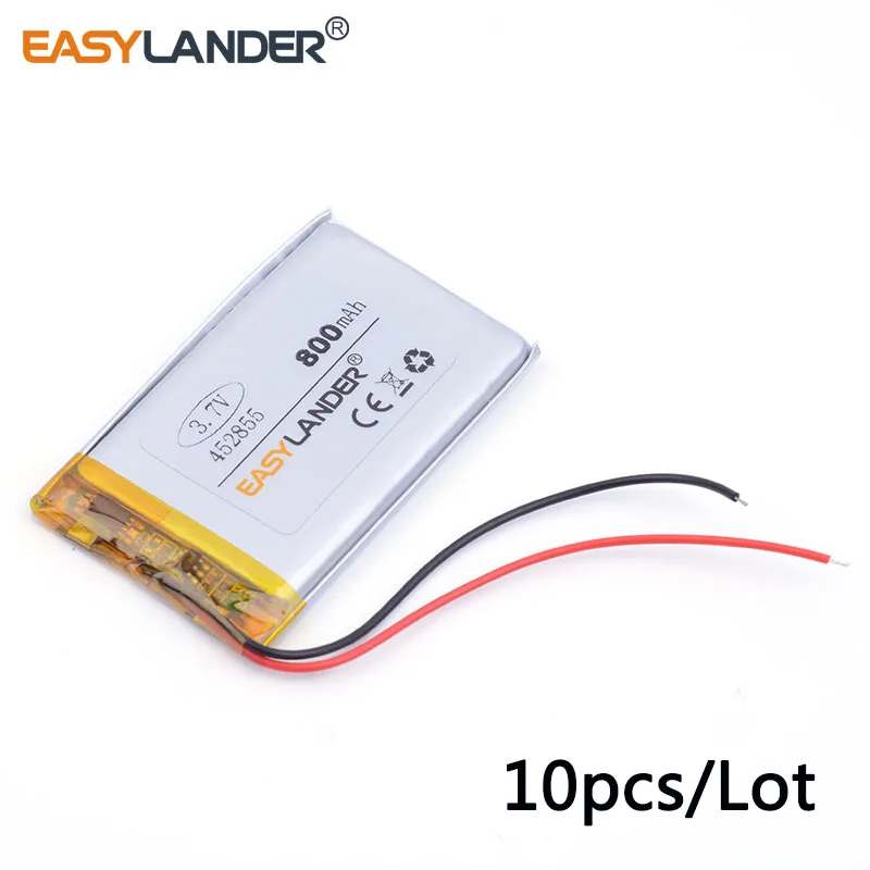 10pcs/Lot 3.7V 800mAH 452855 polymer lithium ion / Li-ion battery for GPS mp3 mp4 cell phone speaker E-book Camera camcorder
10pcs/Lot 3.7V 800mAH 452855 polymer lithium ion / Li-ion battery for GPS mp3 mp4 cell phone speaker E-book Camera camcorder