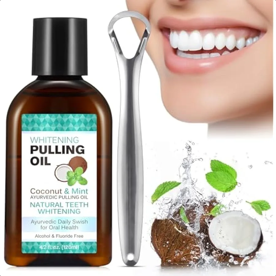 Whitening Coconut Pulling Oil 4.2 Fl.Oz with Tongue Scraper+Measuring Cup Coconut Mint Pulling Oil for Teeth Pulling Oil for Te
Whitening Coconut Pulling Oil 4.2 Fl.Oz with Tongue Scraper+Measuring Cup Coconut Mint Pulling Oil for Teeth Pulling Oil for Te