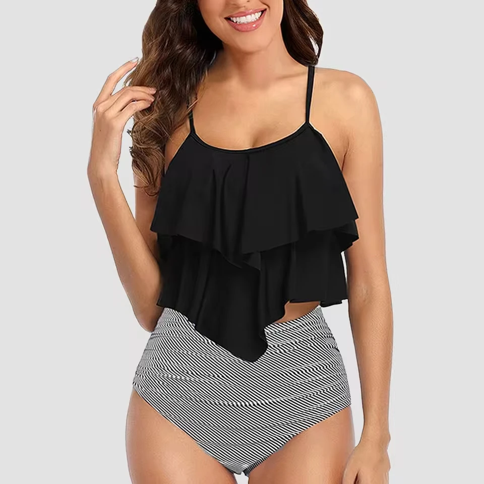 Womens Split Swimsuit Ruffle Vest Tummy Floral Swimsuit High Waist Bikini Two Piece Swimsuit Holiday Two Pieces Bathing Suit
Womens Split Swimsuit Ruffle Vest Tummy Floral Swimsuit High Waist Bikini Two Piece Swimsuit Holiday Two Pieces Bathing Suit