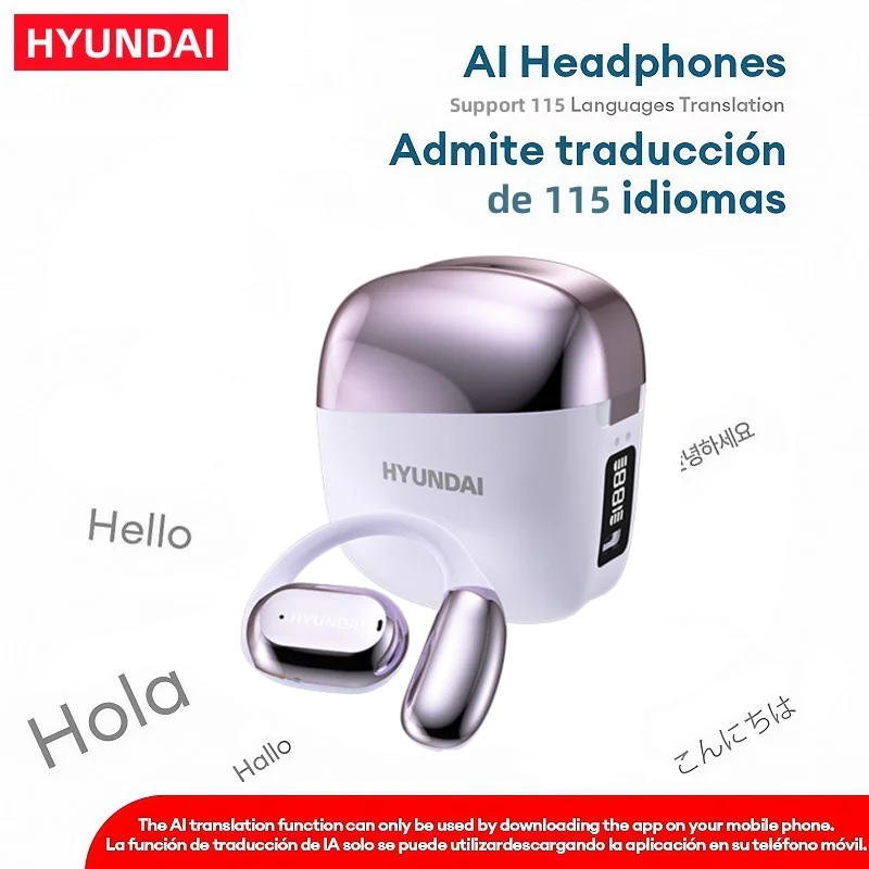 HYUNDAI SpaceY3Pro AI Translator Earbuds Bluetooth Real Time Translation Headphones Voice Ear Hook For Business Travel Earphones
HYUNDAI SpaceY3Pro AI Translator Earbuds Bluetooth Real Time Translation Headphones Voice Ear Hook For Business Travel Earphones