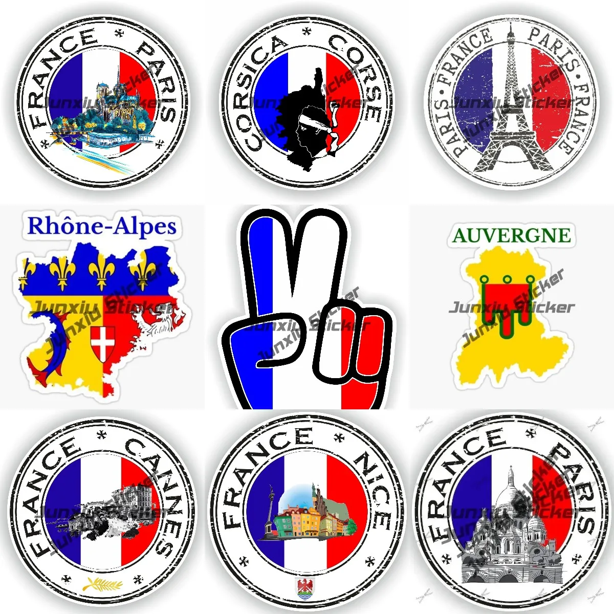 France Paris Mont Martre Cannes Nice Round Flag Seal Waterproof Sticker Ile-de-France Alsace Map Flag French Region Decal Decor
France Paris Mont Martre Cannes Nice Round Flag Seal Waterproof Sticker Ile-de-France Alsace Map Flag French Region Decal Decor