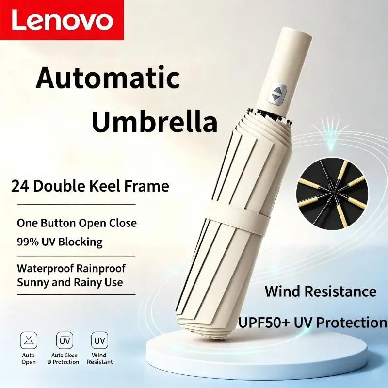 Lenovo Fully Automatic Umbrella Folding 24 Bone Double Bone Protection Rain Resistance Strong Wind Resitance Umbrella SPF 50 UV
Lenovo Fully Automatic Umbrella Folding 24 Bone Double Bone Protection Rain Resistance Strong Wind Resitance Umbrella SPF 50 UV