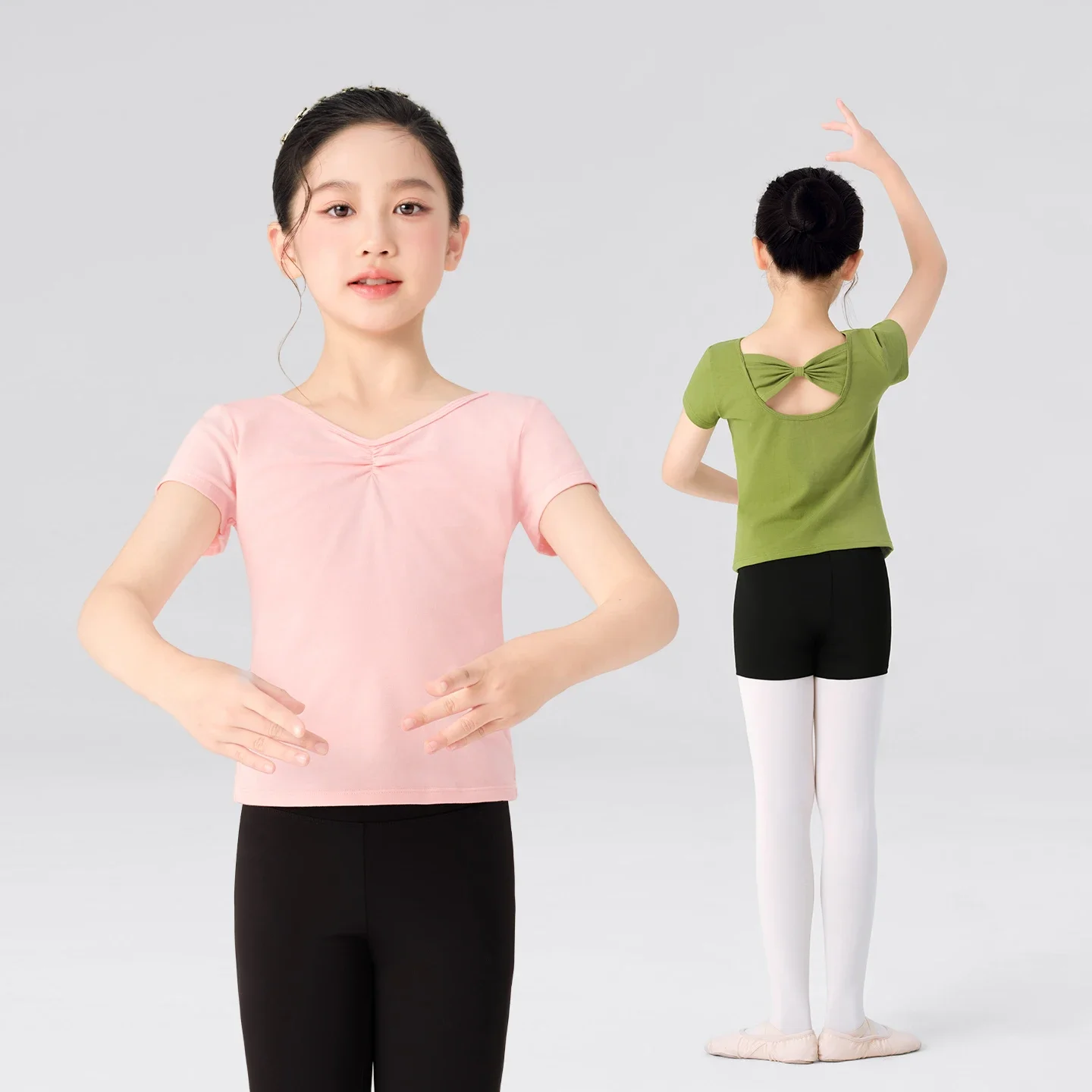 Children Pleated Short Sleeved Ballet Practice Dance Top With Knitted Bow Breathable Cotton Solid Color Shirt For Sweat Wicking
Children Pleated Short Sleeved Ballet Practice Dance Top With Knitted Bow Breathable Cotton Solid Color Shirt For Sweat Wicking