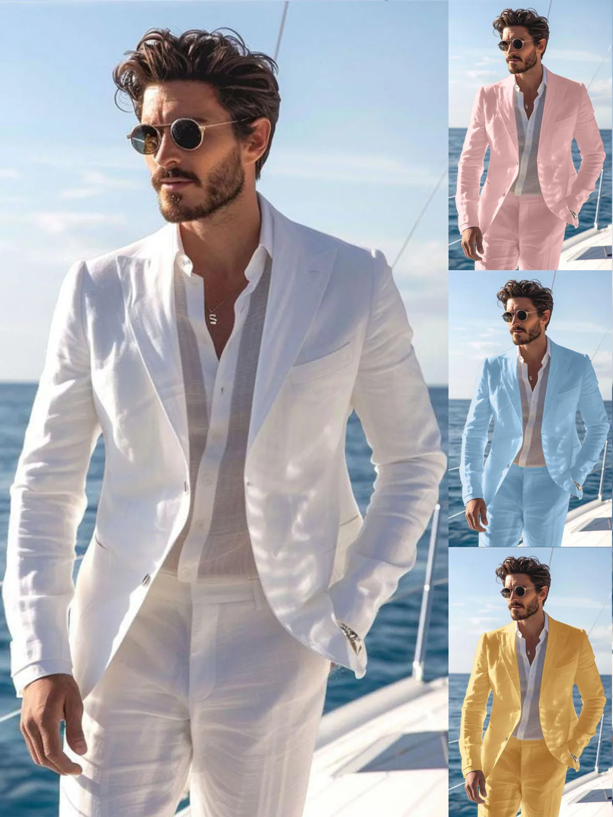 Linen Casual Suits for Men ،Slim Fit Peaked Lapal Solid Tuxedo Man Suit Set Costumes Homme Trajes Para Hombre Custom Man Suits
Linen Casual Suits for Men ،Slim Fit Peaked Lapal Solid Tuxedo Man Suit Set Costumes Homme Trajes Para Hombre Custom Man Suits