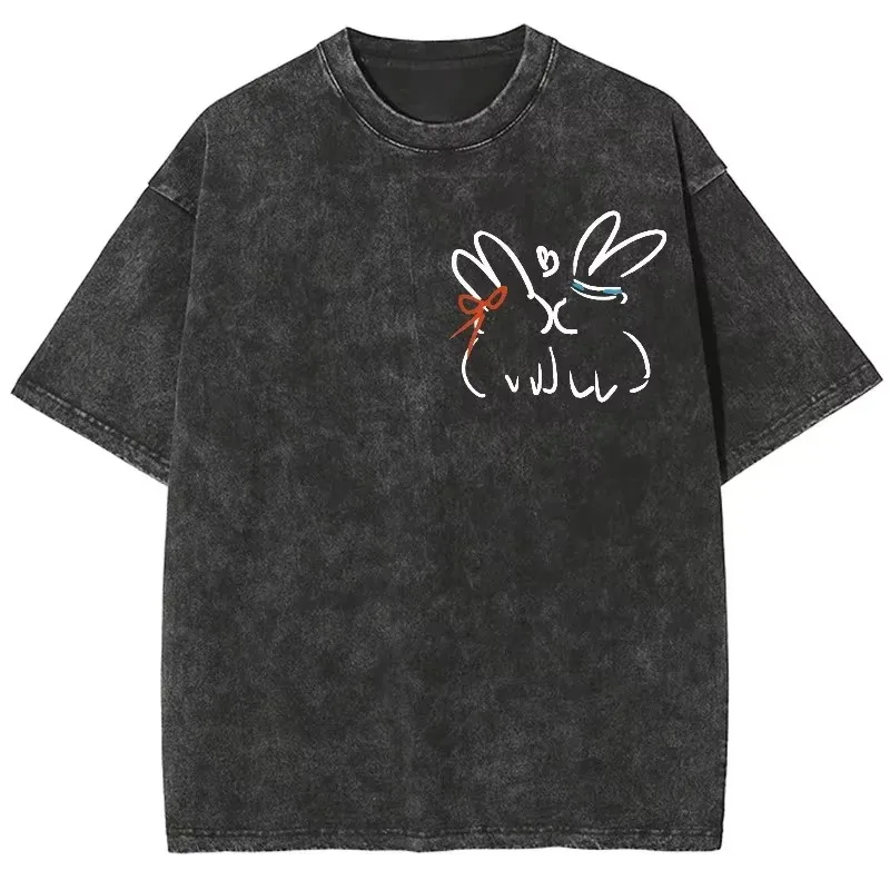 New Stick Cartoon Rabbit Print Men's and Women's T-shirt Casual Fashion Short-sleeve Washed and Distressed T-shirt Retro Style
New Stick Cartoon Rabbit Print Men's and Women's T-shirt Casual Fashion Short-sleeve Washed and Distressed T-shirt Retro Style