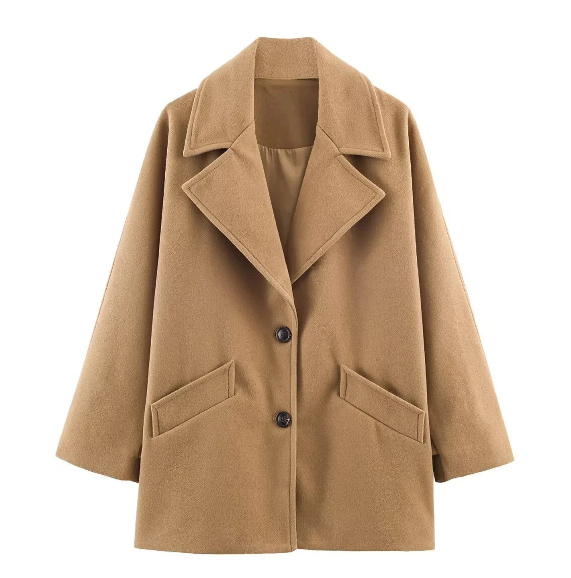 New Women's Clothing Elegant Casual Fashionable Simple Lapel Long Sleeve Blended Loose Overcoat
New Women's Clothing Elegant Casual Fashionable Simple Lapel Long Sleeve Blended Loose Overcoat