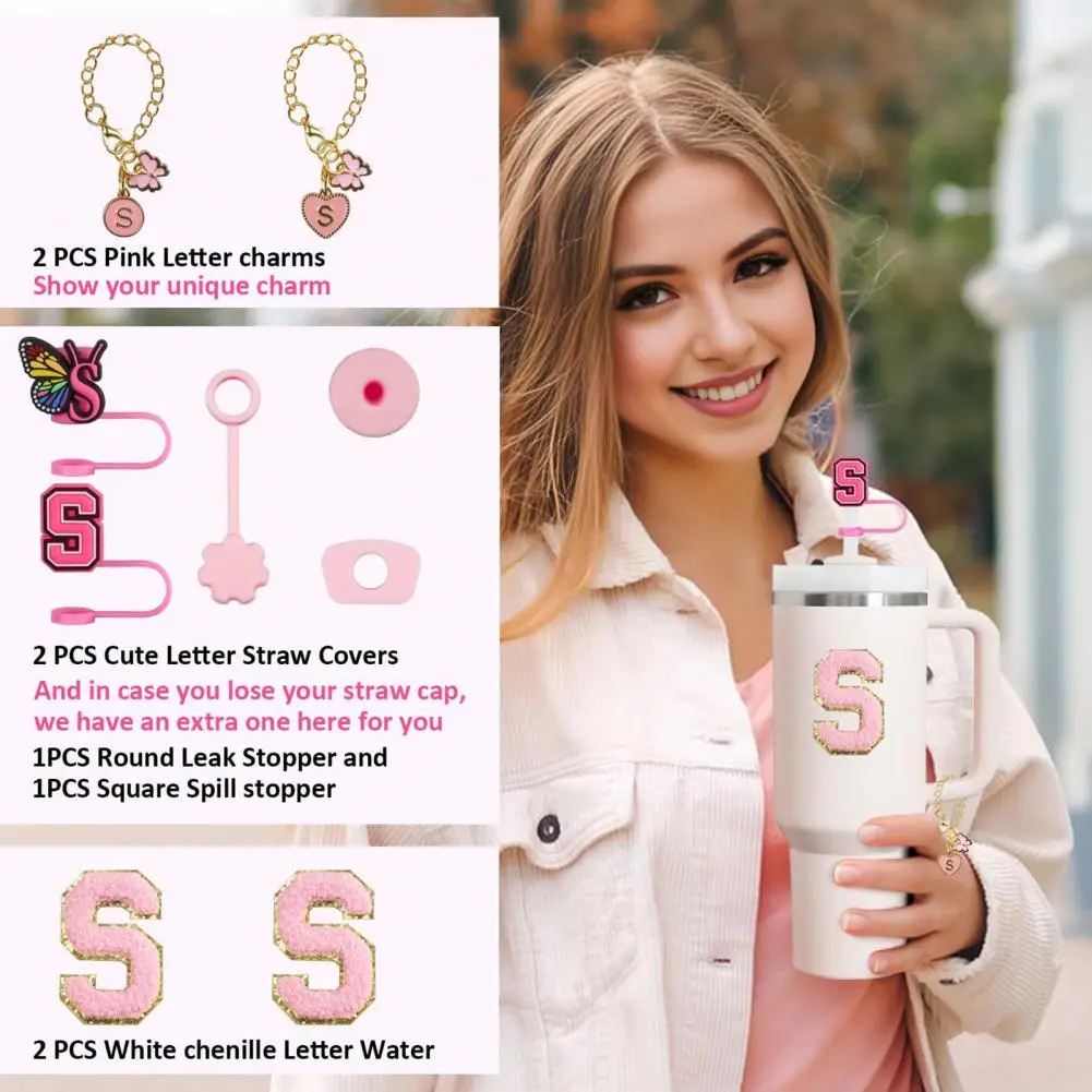 Уникальные украшения для чашек, стакан с 9 шт., набор аксессуаров для чашек для чашек на 30 унций, 40 унций, силиконовые соломенные колпачки, подвески с буквами 
Уникальные украшения для чашек, стакан с 9 шт., набор аксессуаров для чашек для чашек на 30 унций, 40 унций, силиконовые соломенные колпачки, подвески с буквами